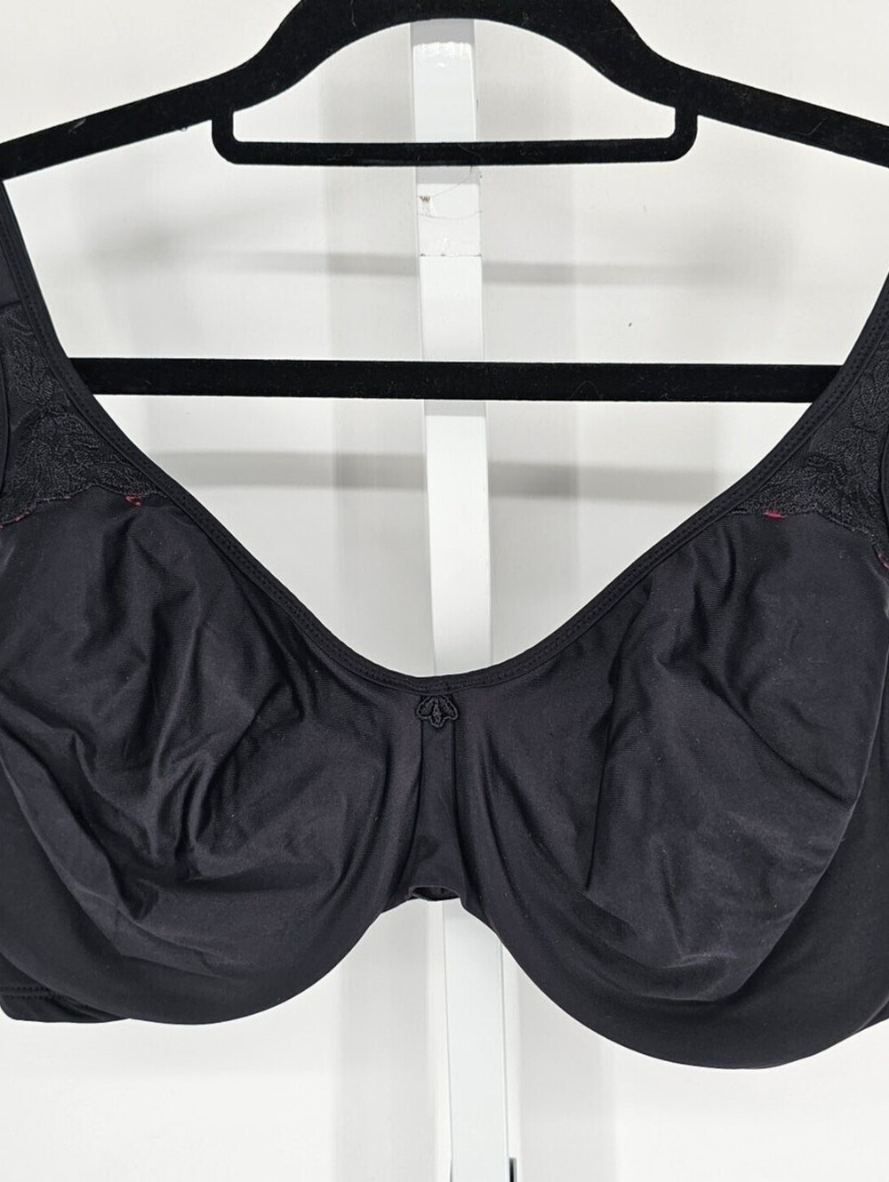 Vintage Bali Womens Sz 40D Unlined Full Figure T Shirt Bra Solid Black
